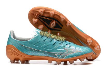 Mizuno Morelia Alpha FG Low-Tops Soccer Cleats - Blue/Brown