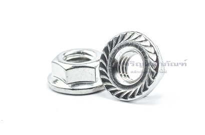 หัวน็อตติดจาน-หัวน็อตติดแหวนสแตนเลส (Flange Hex Nut Stainless) 5/16" เกลียว 18