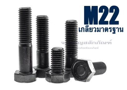 น็อตเหลี่ยมดำแข็ง M22x140 เกรด 10.9 แข็งพิเศษ