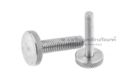 น็อตมือหมุนสแตนเลส หัวทรงกระบอกแบน (Stainless Steel Flat Cylinder Knob Bolt) ขนาด M5x10