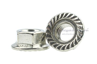 หัวน็อตติดจาน-หัวน็อตติดแหวนสแตนเลส (Flange Hex Nut Stainless) M14x2.0