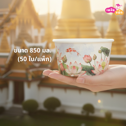 ถ้วยลายบัว 850 มล.