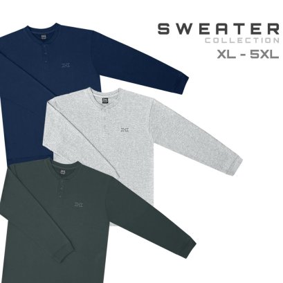 เสื้อยืดสเวตเตอร์แขนยาว คอกระดุม sweater XL 48" - 5XL 64"