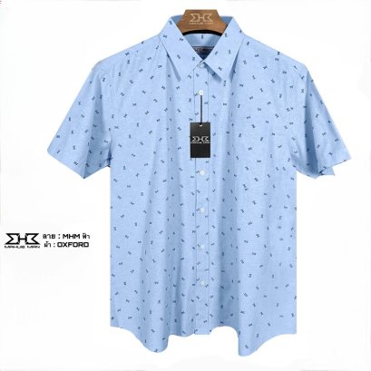 เสื้อเชิ้ตแขนสั้นไซส์ใหญ่ อ๊อกฟอร์ด MHM ฟ้า XL (50&quot;) - 8XL (64&quot;)