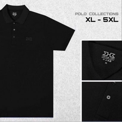 เสื้อโปโลไซส์ใหญ่ สีดำ XL(48") - 5XL(64")