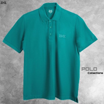 เสื้อโปโลไซส์ใหญ่ สีเขียวน้ำทะเล XL(48") - 5XL(64”)