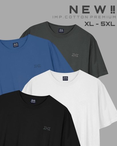 เสื้อยืดแขนสั้นไซส์ใหญ่ คอกลม สีพื้น IMP. COTTON PREMIUM XL 48”- 5XL 64”