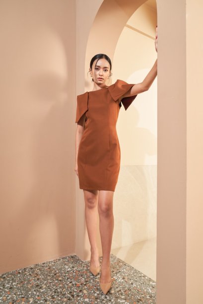 Dress W09 น้ำตาล