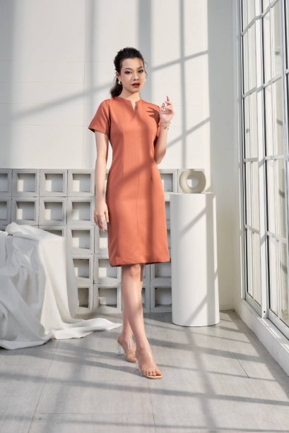 Dress W15 ส้มอิฐ