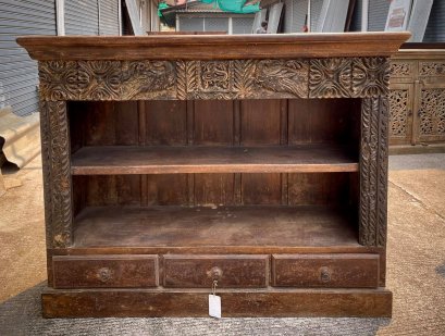 LBK13 Antique Book Rack with Carved Peacocks