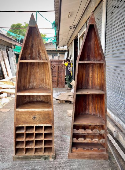 BRT6 ตู้โชว์ไม้จากเรือไม้โบราณ