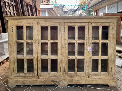 4SB34 Glass Display Cabinet in Cream Color