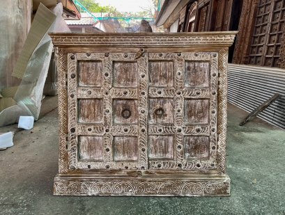 2SB32 Antique White Washed Cabinet From India