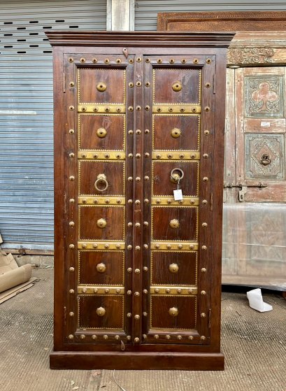 CTL38 Antique Wooden Cabinet with Brass