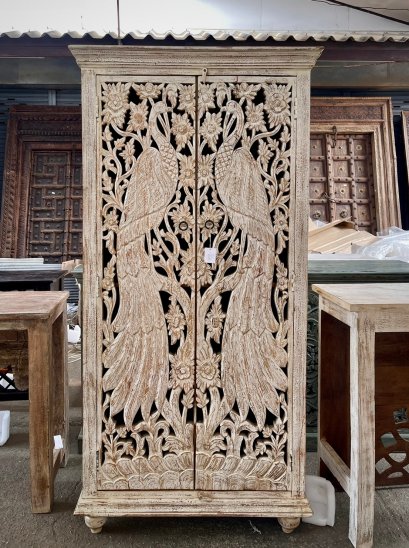 CTL40 Indian Cabinet With Carved Peacock