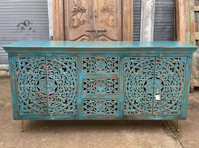 4SB37 Sideboard with Doors and Drawers in Blue Color