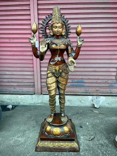 BRI75 Brass Laxmi Statue from India