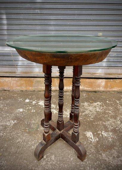 STB45 Thai Teak Side Table Top Glass