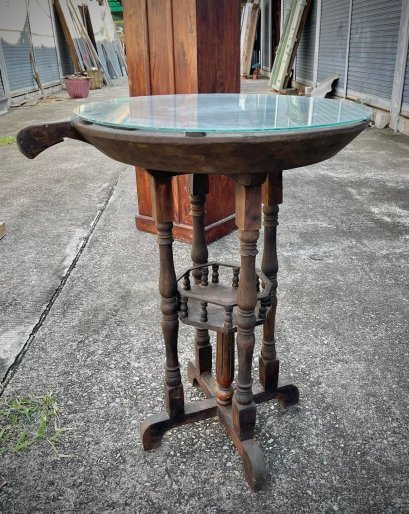 STB46 Thai Teak Side Table Top Glass