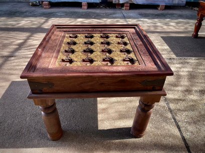 CT24 Square Coffee Table with Embossed Brass Decor