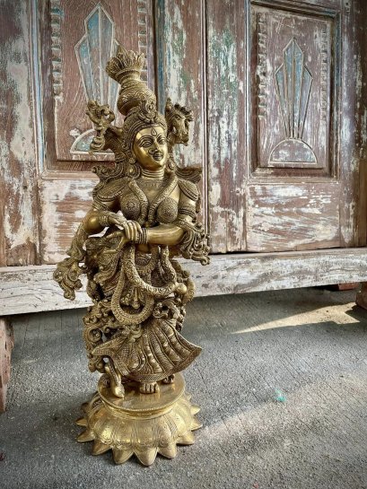 BRI49 Apsara Angel Dances Worship Brass Statue