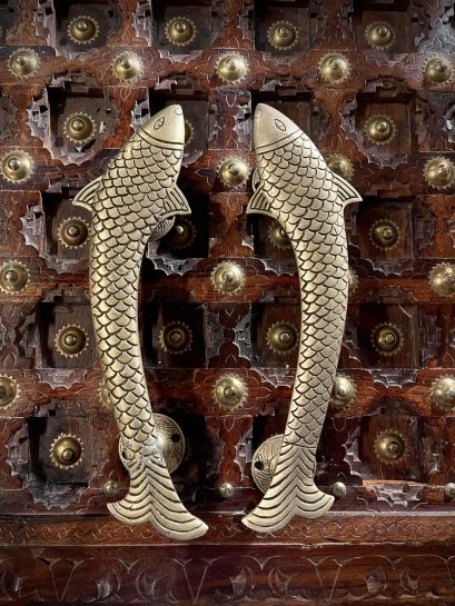 BRI53 Big Brass Fish Door Handles