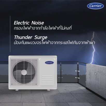 ANTI-SHOCK จากแคเรียร์ป้องกันแผงวงจรไฟฟ้าของแอร์บ้าน จากไฟตก ไฟเกิน ฟ้าผ่า ได้ดีที่สุด