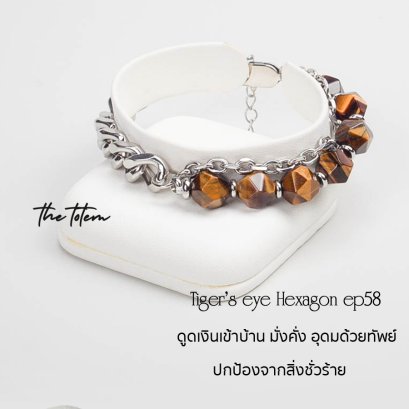 Tiger&#039;s eye Hexagon Stainless Steel Bracelet ep58