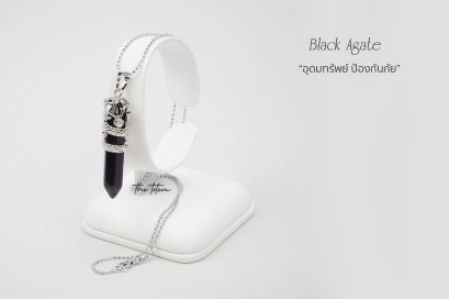 Black Agate Prism Necklace จี้พร้อมสร้อย