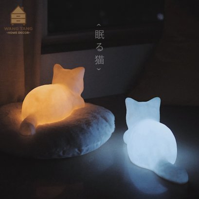 โคมไฟตั้งโต๊ะ โคมไฟแมวแต่งบ้าน โคมไฟแมวมินิมอลญี่ปุ่น รุ่น CAT LONELY SLEEP LAMP