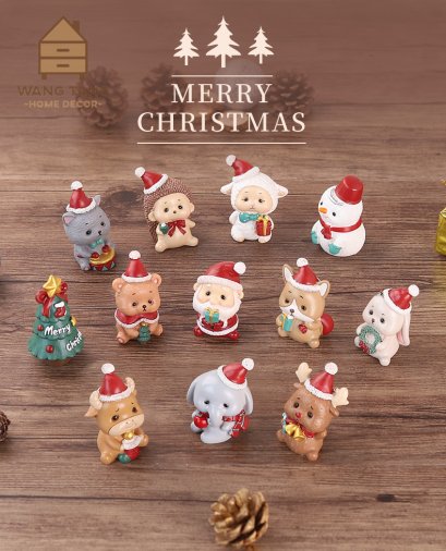 ตุ๊กตาเรซิ่นตกแต่งบ้าน ของแต่งบ้าน X'mas Animal Party (2021) วัสดุเรซิ่น ตุ๊กตารูปสัตว์ 12 ตัว