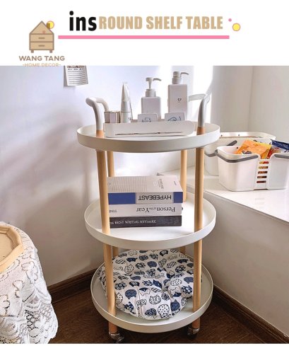 ชั้นวางของแบบล้อเลื่อน 3 ชั้นทรงกลม มินิมอล Minimal งานเกาหลี : รุ่น Korea 3 Layer Shelf