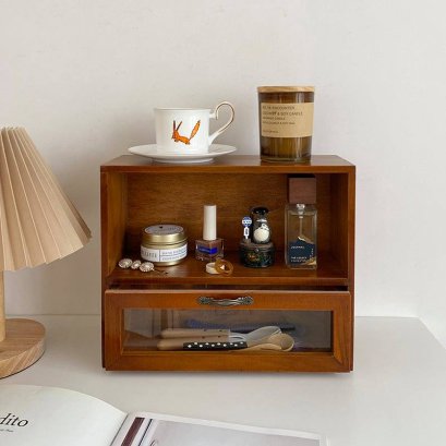 ตู้ใส่ของวางตั้งโต๊ะไม้สนงานเกาหลี Style Zakka Korea Cupboard