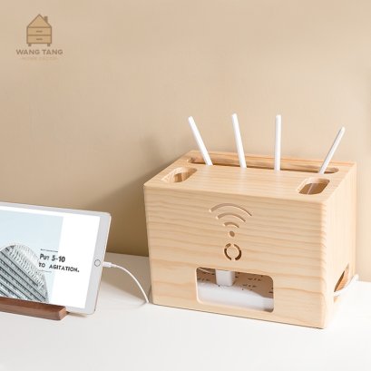 กล่องไม้เก็บเร้าเตอร์ WIFI ROUTER และรางปลั๊กไฟ Style Minimal รุ่น WOOD ROUTER BOX