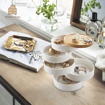 กล่องเก็บเครื่องประดับ จิวเวลรี่ แบบ 5 ชั้นท๊อปไม้ ทรงมินิมอล Minimal Jewelry Box