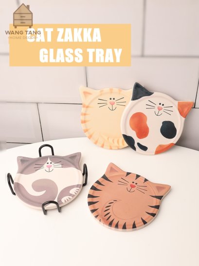 เซ็ตถาดรองกันความร้อน จานวางแก้วกาแฟ,จานวางถ้วยกันความร้อนเซ็ตรูปแมว JAPAN CAT HOT SERVING TRAY