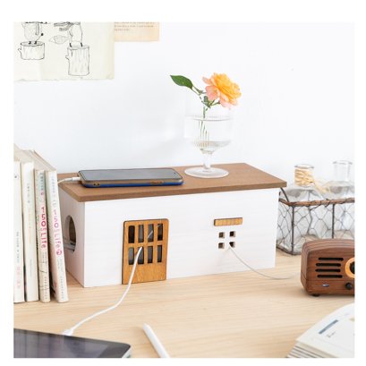 กล่องเก็บปลั๊กไฟ กล่องไม้รูปทรงบ้านสไตลล์ NORDIC HOME WOOD BOX