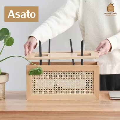 กล่องเก็บ Router Wifi วัสดุไม้สนจัดให้เป็นระเบียบสไตลล์มินิมอลแบบฝาปิด รุ่น ASATO