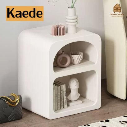 ตู้ข้างเตียง สไตล์มินิมอล ครีมมี่ (Creamy Style) ดีไซน์ช่องโค้งมน ArtNiche สำหรับจัดเก็บของ เหมาะสำหรับห้องนอน สไตล์นอร์ดิก โมเดิร์น รุ่น Kaede