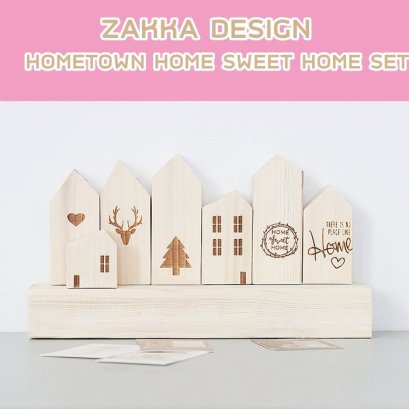 เซ็ตบล๊อคไม้ตกแต่งบ้าน บล๊อคไม้รูปบ้าน ZAKKA HOMETOWN 7 ชิ้น
