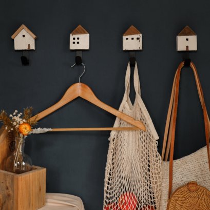 เซ็ตที่แขวนของติดผนังรูปบ้าน 4 ชิ้น สไตลล์ Vintage Nordic