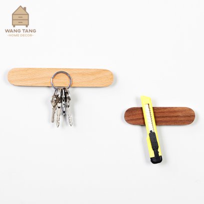 ที่แขวนกุญแจไม้ติดผนัง แบบแม่เหล็ก รุ่น Minimal Magnet Wood Keychain Rack (ไม้สน,ไม้วอลนัท)