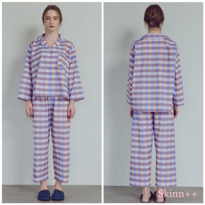 Pastel Cotton Tartan Pajamas Set (Made in Korea)