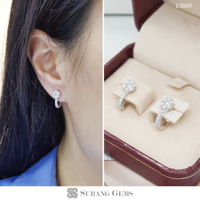 ต่างหูเพชรห่วง ทรงดอกไม้