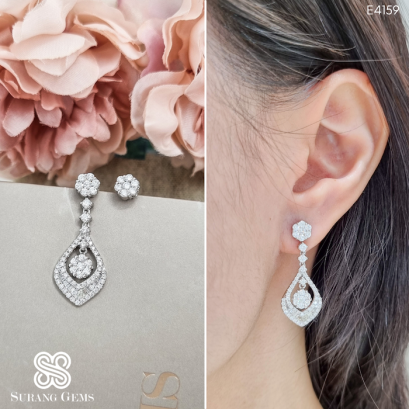 ต่างหูเพชรตุ้งติ้ง ถอดปลายได้