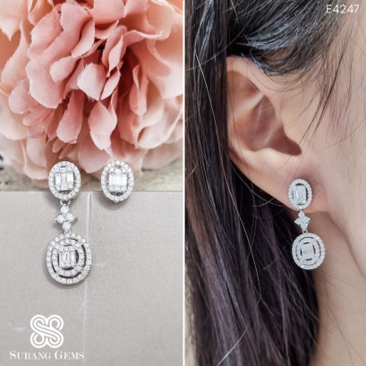 ต่างหูเพชรห้อยตุ้งติ้ง ถอดปลายได้