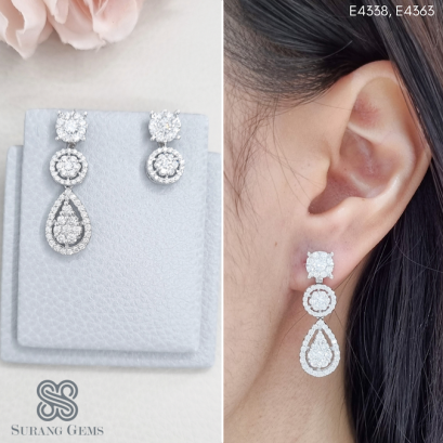 ต่างหูเพชรตุ้งติ้ง ถอดปลายได้