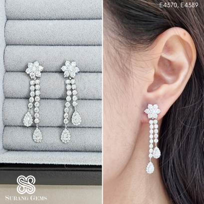 ต่างหูเพชรระย้าถอดปลายได้