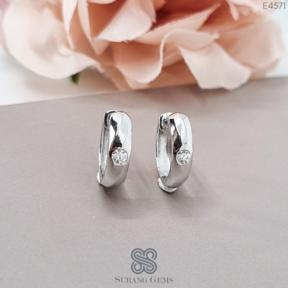 ต่างหูเพชรห่วงเม็ดเดี่ยวลายเกลียว
