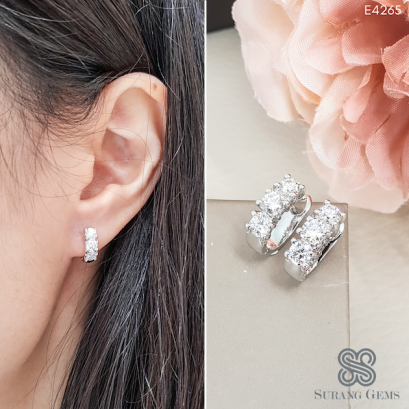 ต่างหูห่วงเพชร3เม็ด